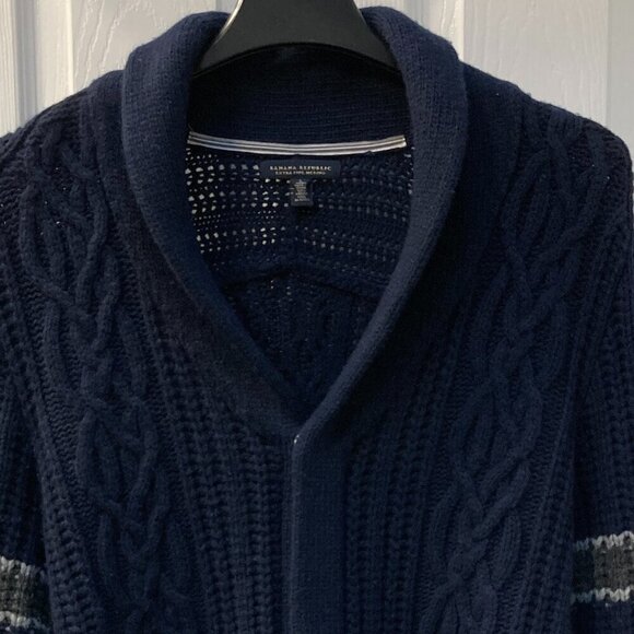 Banana Republic Wool Full Zip Snap Button Cardigan Sweater Cowl Neck Size Large - Picture 4 of 8